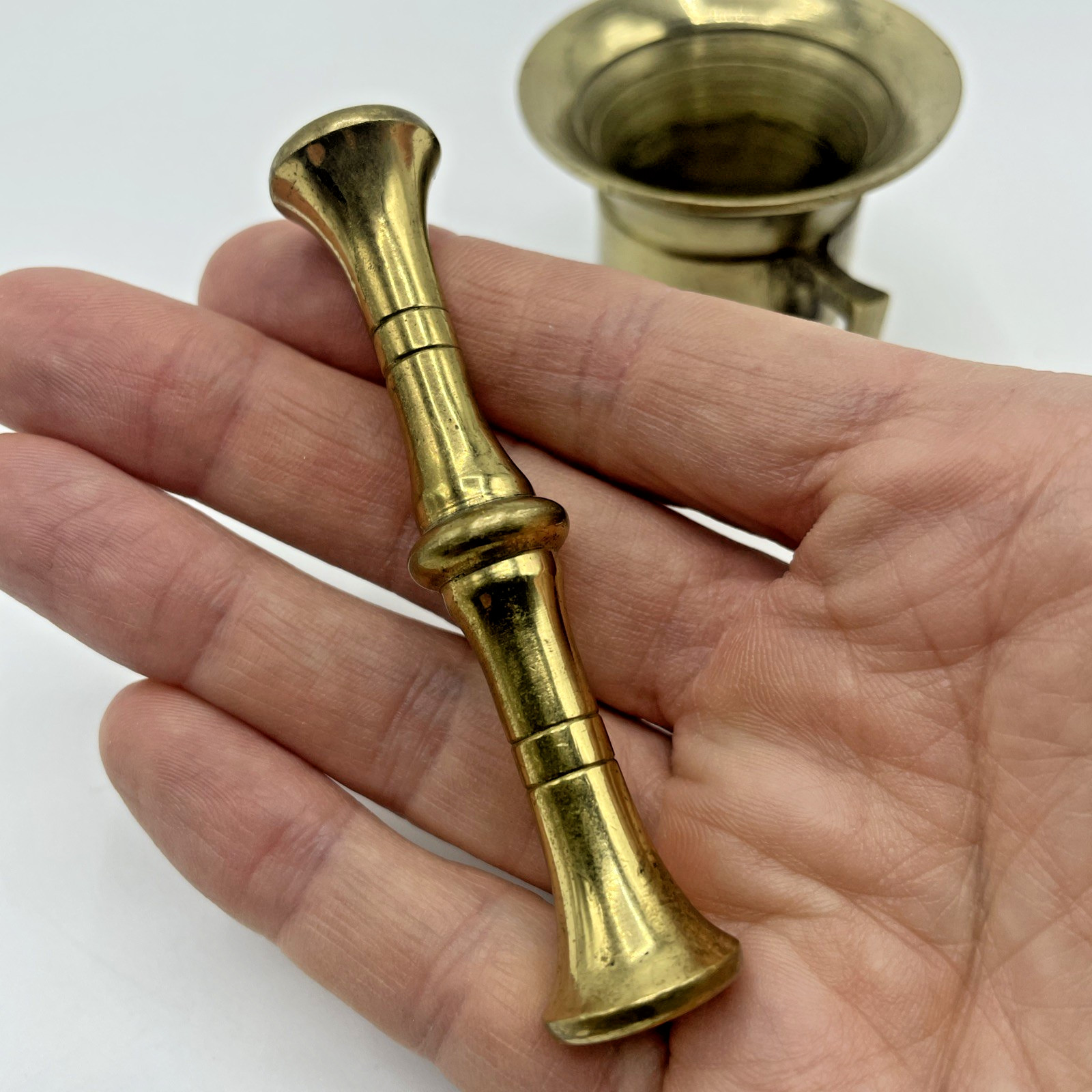 Brass Mortar And Pestle Small 1.75” H Pestle 3” Vintage Pharmacy Apothecary