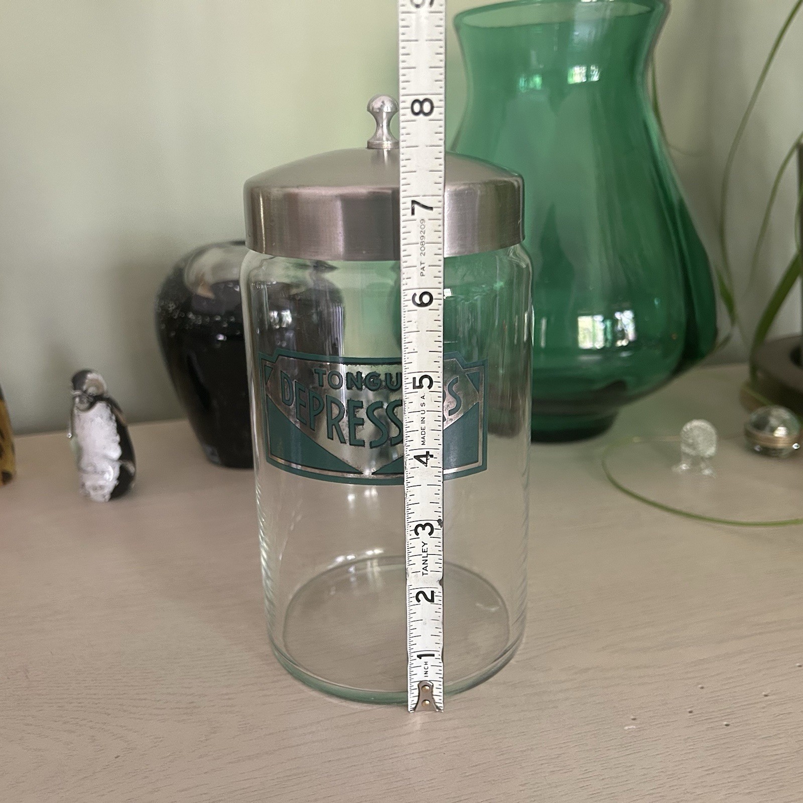 VTG Profex Medical Office Apothecary Jar w/ Lid Art Deco Tongue Depressors