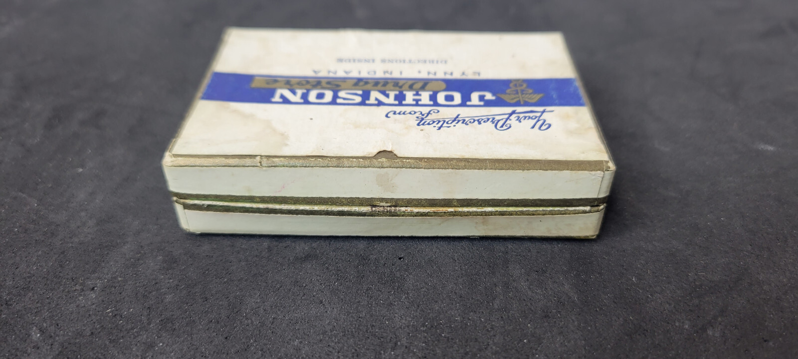 Vintage 1940s-50s Prescription Pill Box Johnson Drug Store Lynn Indiana