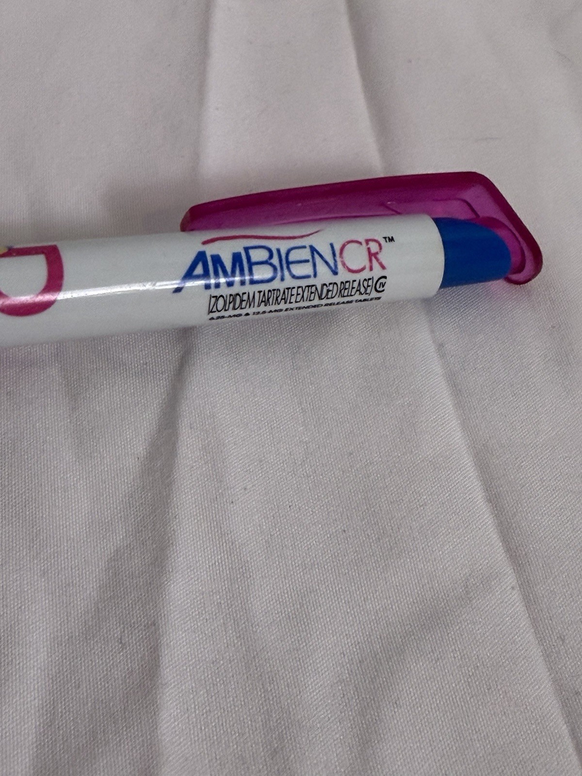Ambien Drug Rep Pharmaceutical Advertisement Promo Pen, Hot Pink Grip, Works