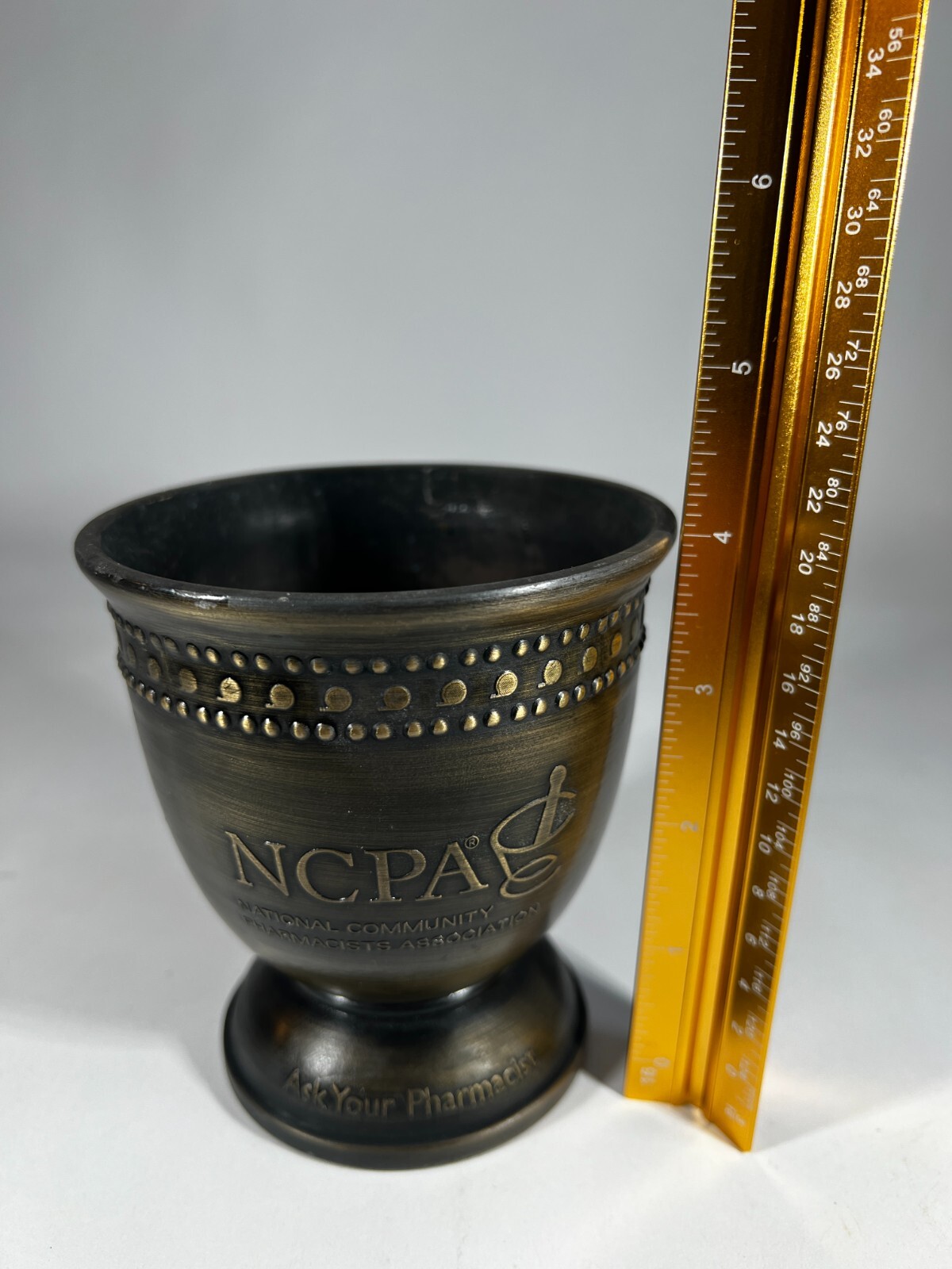 Mortar Vintage Bronze Brass Metal Pharmacopoeia no pestle 4″ Height