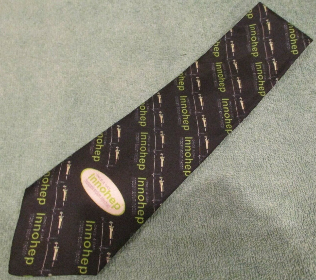 DuPont Pharma necktie with Innohep design 100% silk made in USA RARE promo item