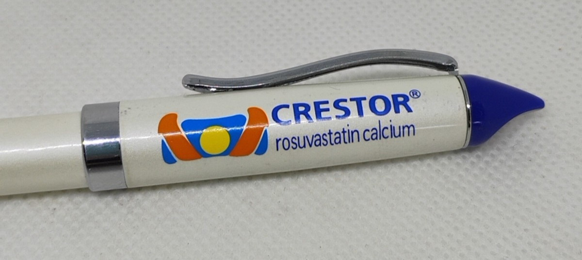 Vintage Pharmaceutical Drug Rep Pen CRESTOR Advertising Heavy Metal Twist Works