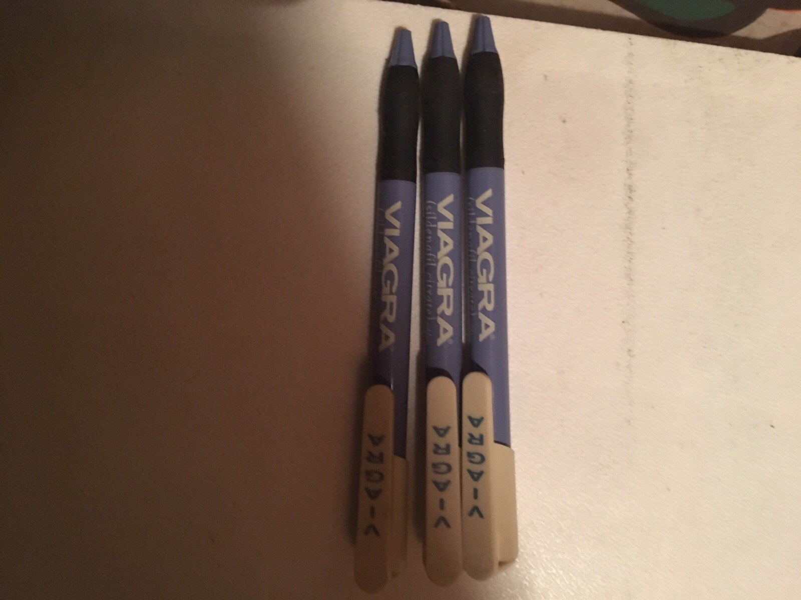 3 Viagra Pens Plastic Blue and Cream. New. Drug Rep. Pfizer. Pharmaceutical.