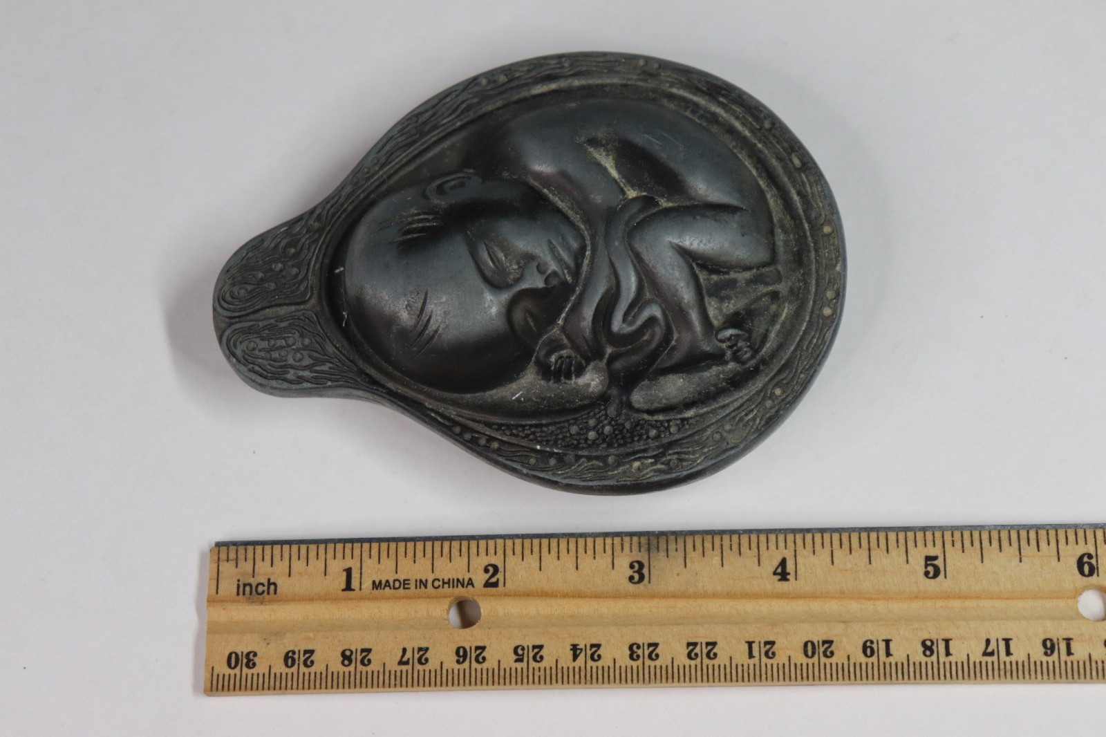 VTG Tabron Metal Paperweight Salesman Sample Gift Fetal Baby Parke-Davis (s824)