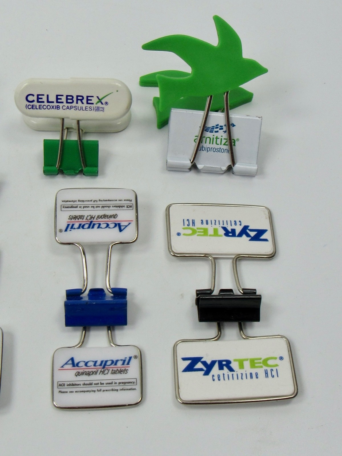 Namenda Avandamet Amitiza Zyrtec Binder Clips Drug Rep Pharmaceutical Lot of 12