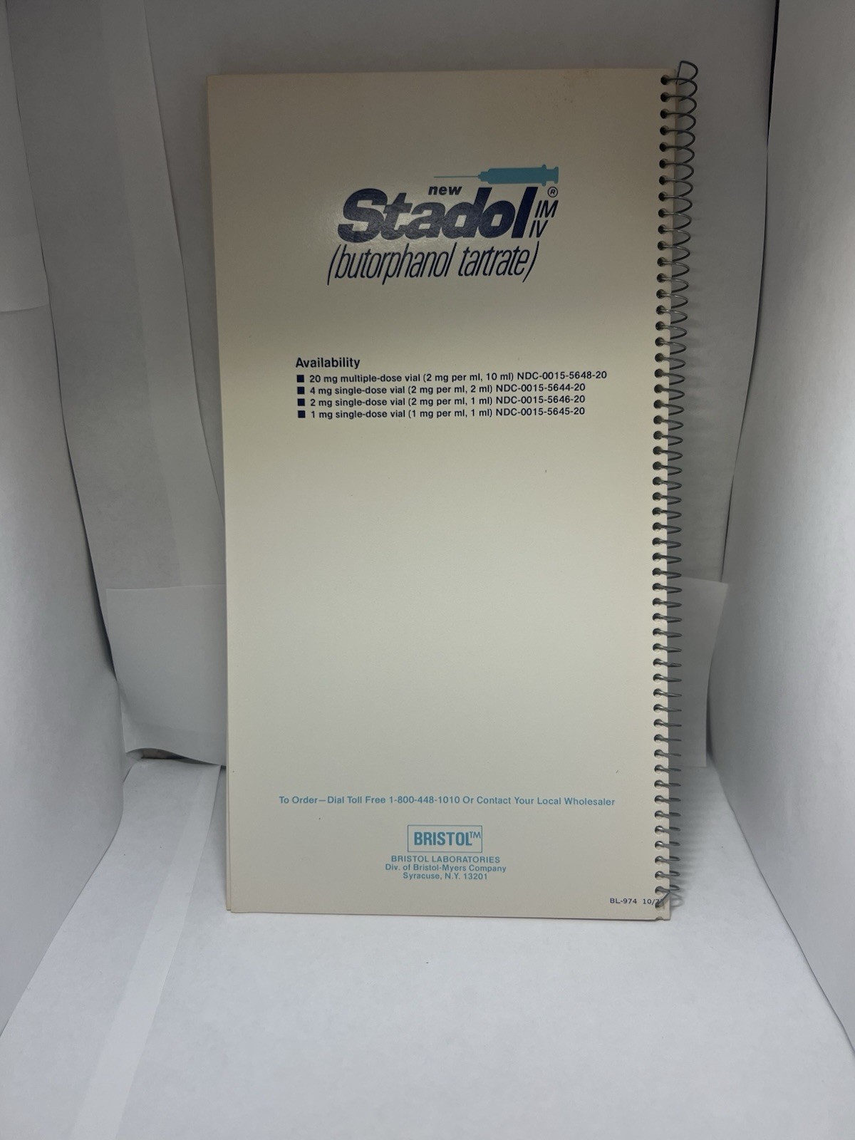 Vintage 1978 Stadol Opioid Promo Want Book – Bristol Labs Pharma Advertising