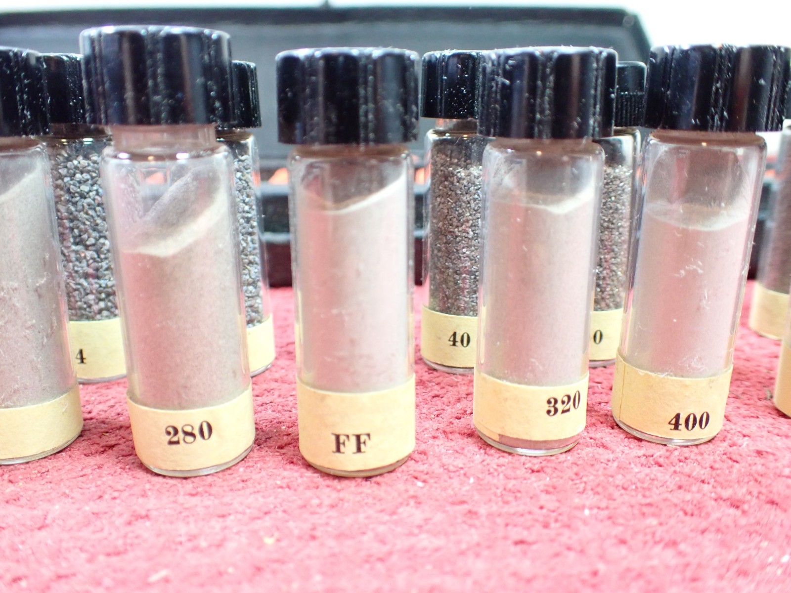 Vintage Rare Set of Carborundum Co. Sample Display Set of Grit Sizes