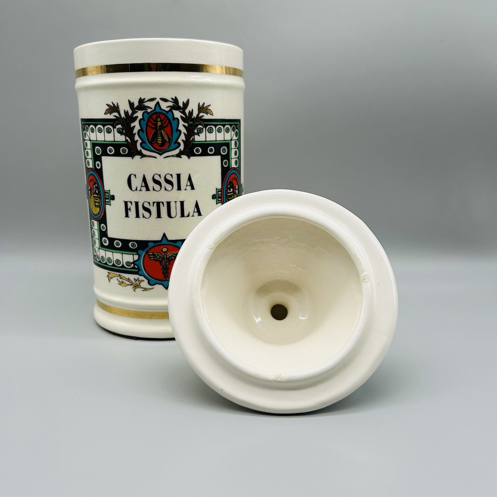 Vintage Cassia Fistula Lidded Ceramic Apothecary Jar Jeanne Robinette California