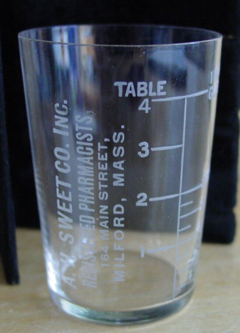 Vintage Pre-Pro ‘A.H. Sweet Pharmacists’ Etched Thin Wall Shot Glass Measure