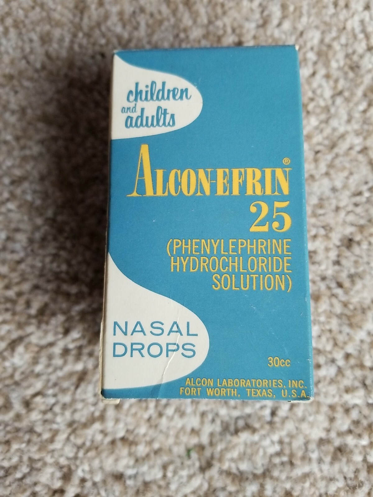 Alcon-Efrin Nasal Drops Vintage Medicine Packaging Laboratories Baby Fort Worth