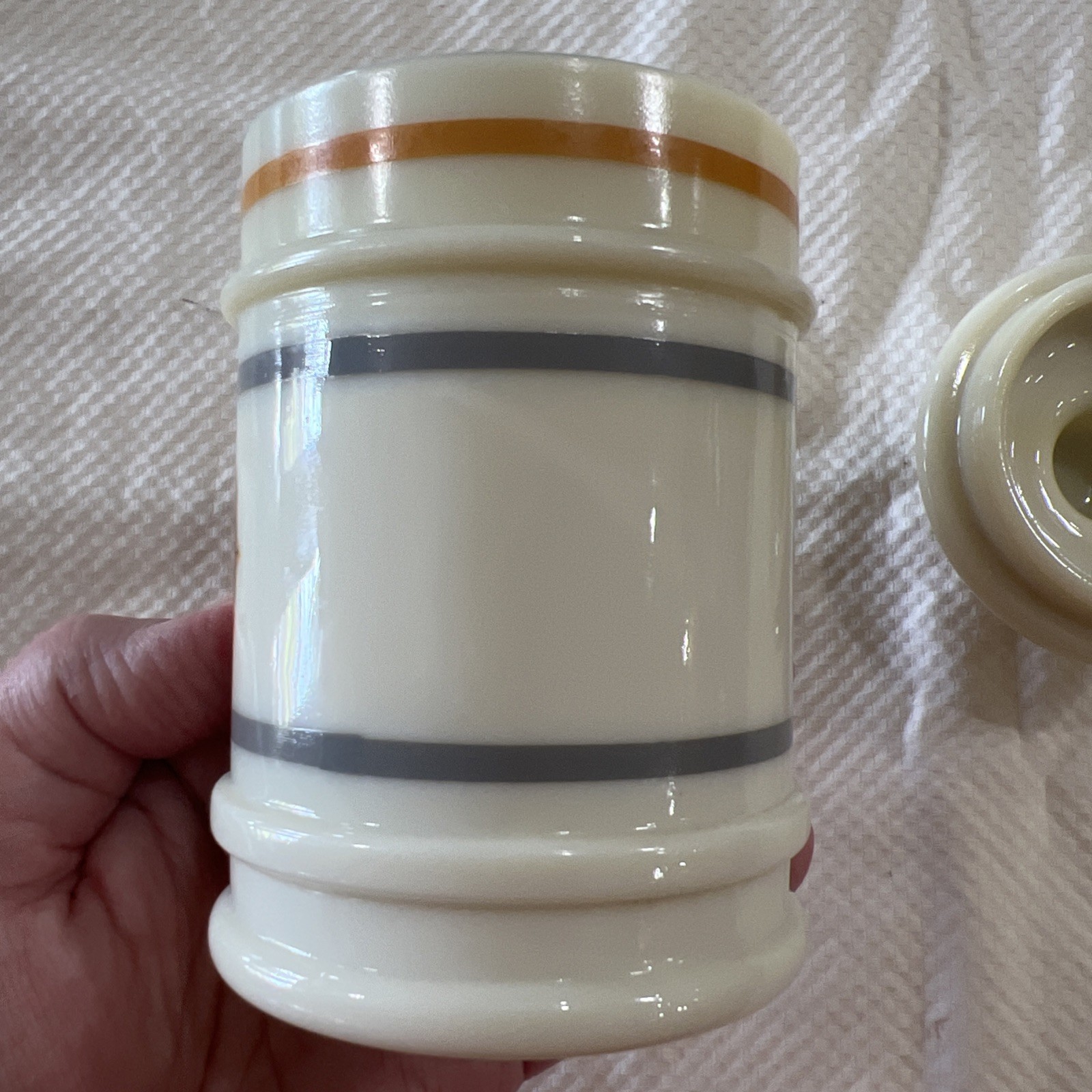 Vintage Darvon Compound-65 Apothecary Pharmaceutical Custard Glass Jar with Lid