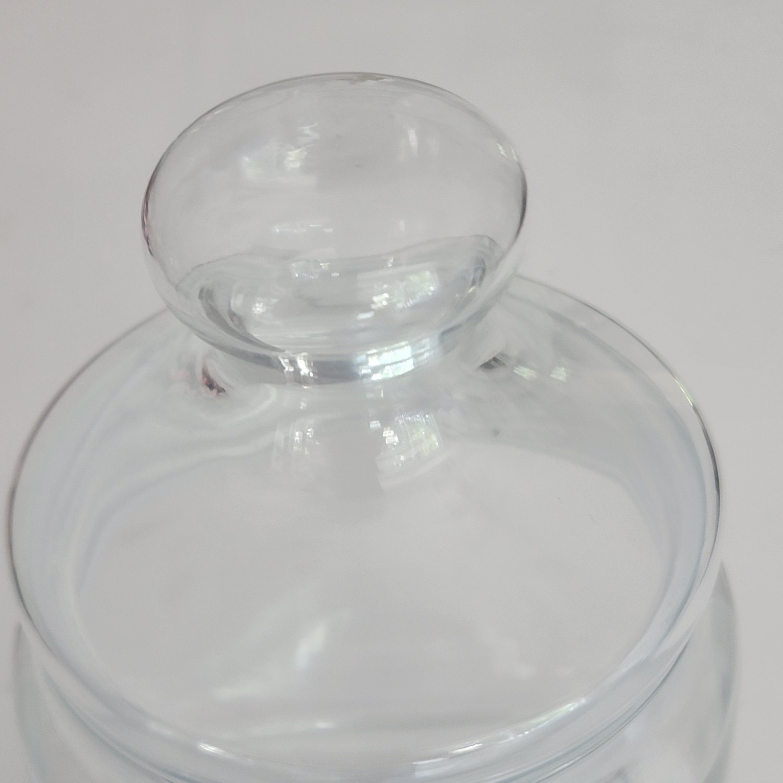 American Medical Products Promo Clear Glass Jar Blue Writing 6″ VTG Retro