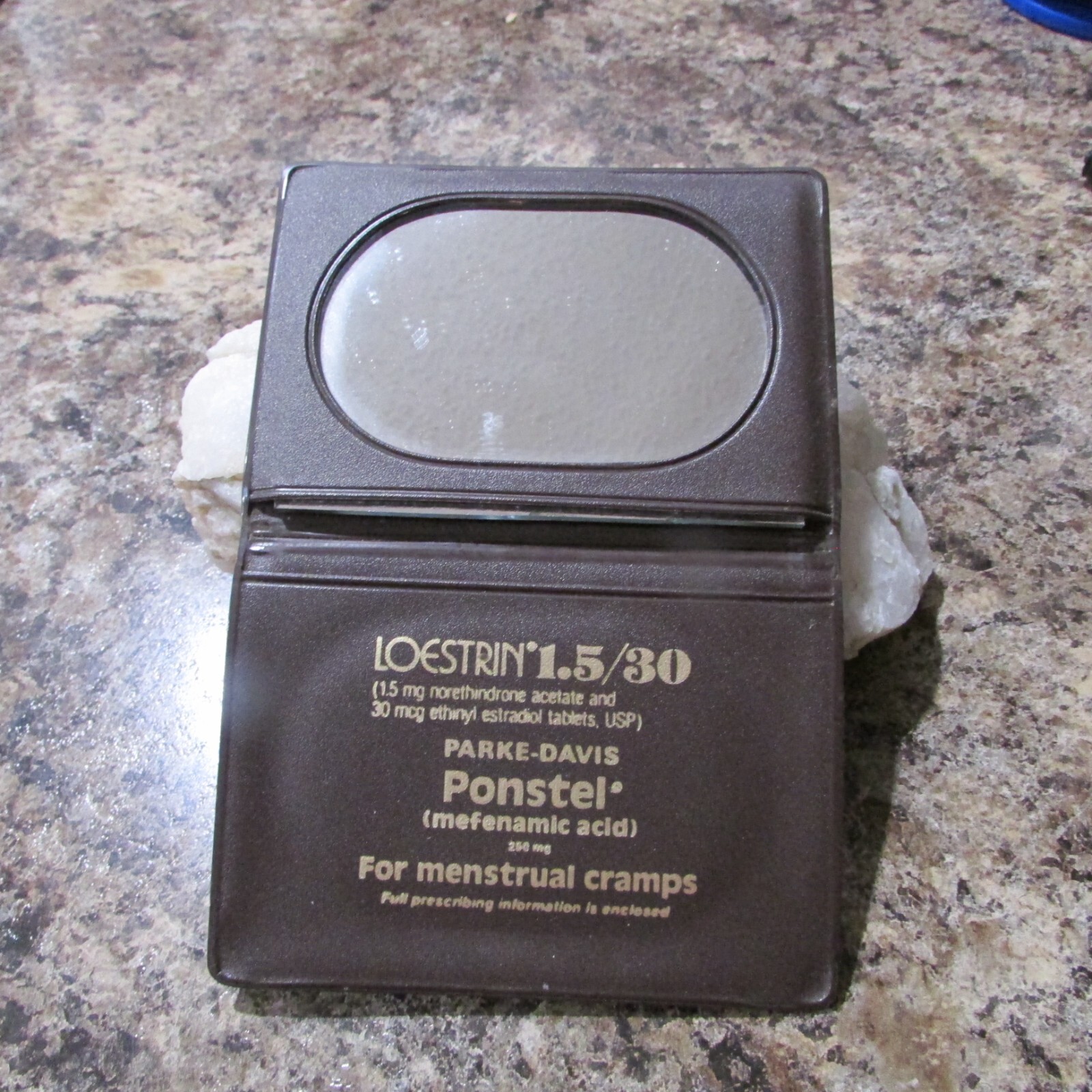 Rare Vintage Pharmaceutical Drug Rep LOESTRIN Travel Pocket Mirror