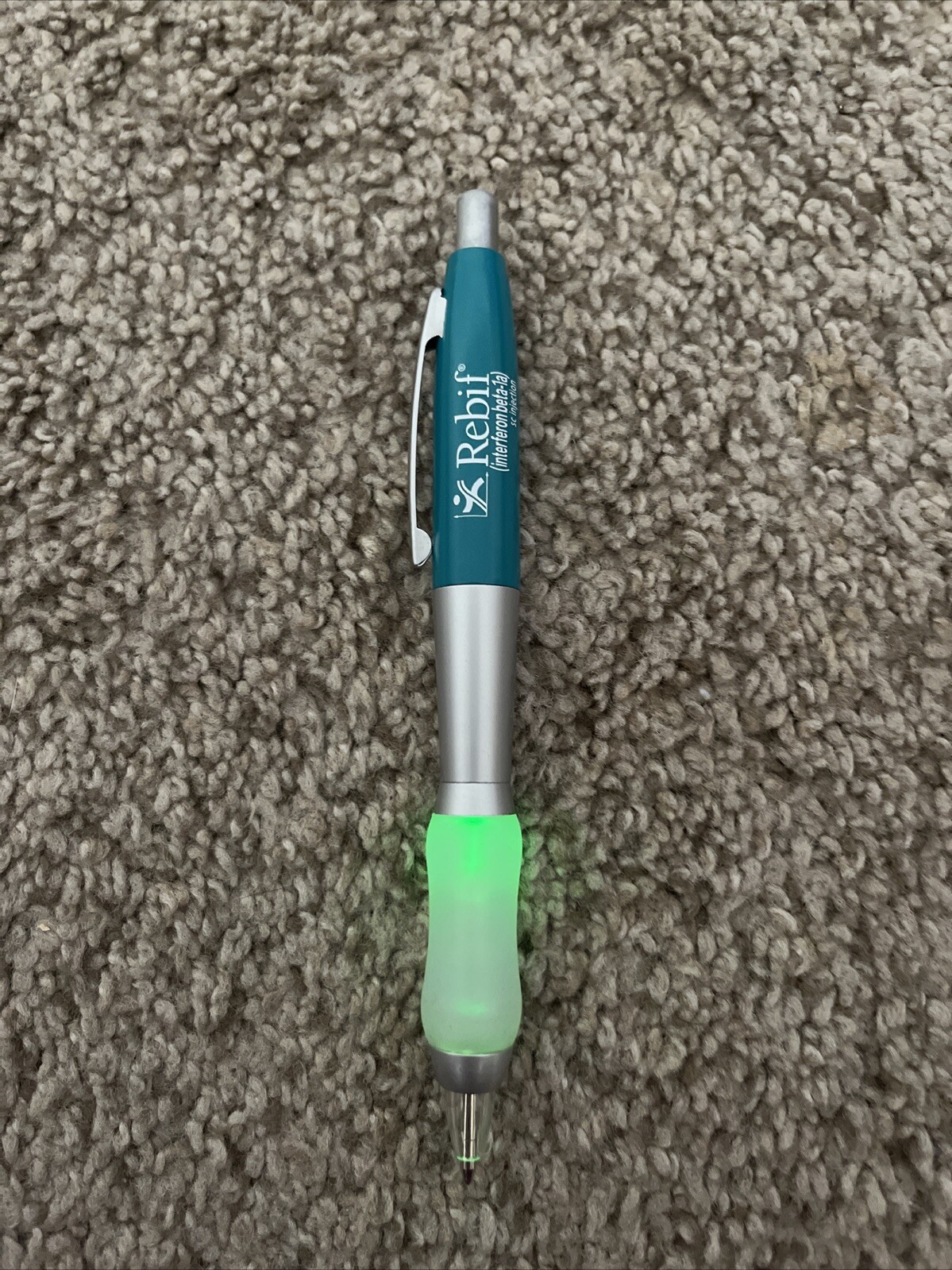 Lot Of 5 Pharmaceutical Drug Rep Rebif Green And Silver Metal Pen Lights Up