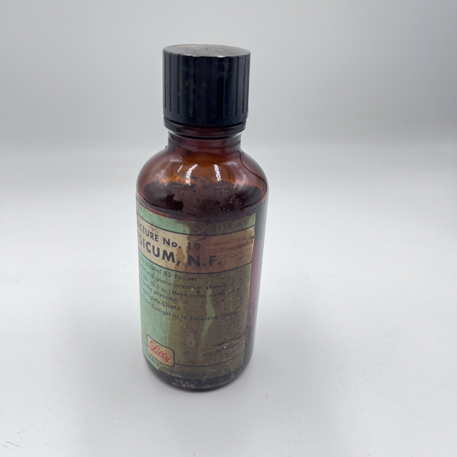Rare Vintage Tincture No 19 Capsicum, N. F. Bottle Lilly 4 fl oz ,Collectible