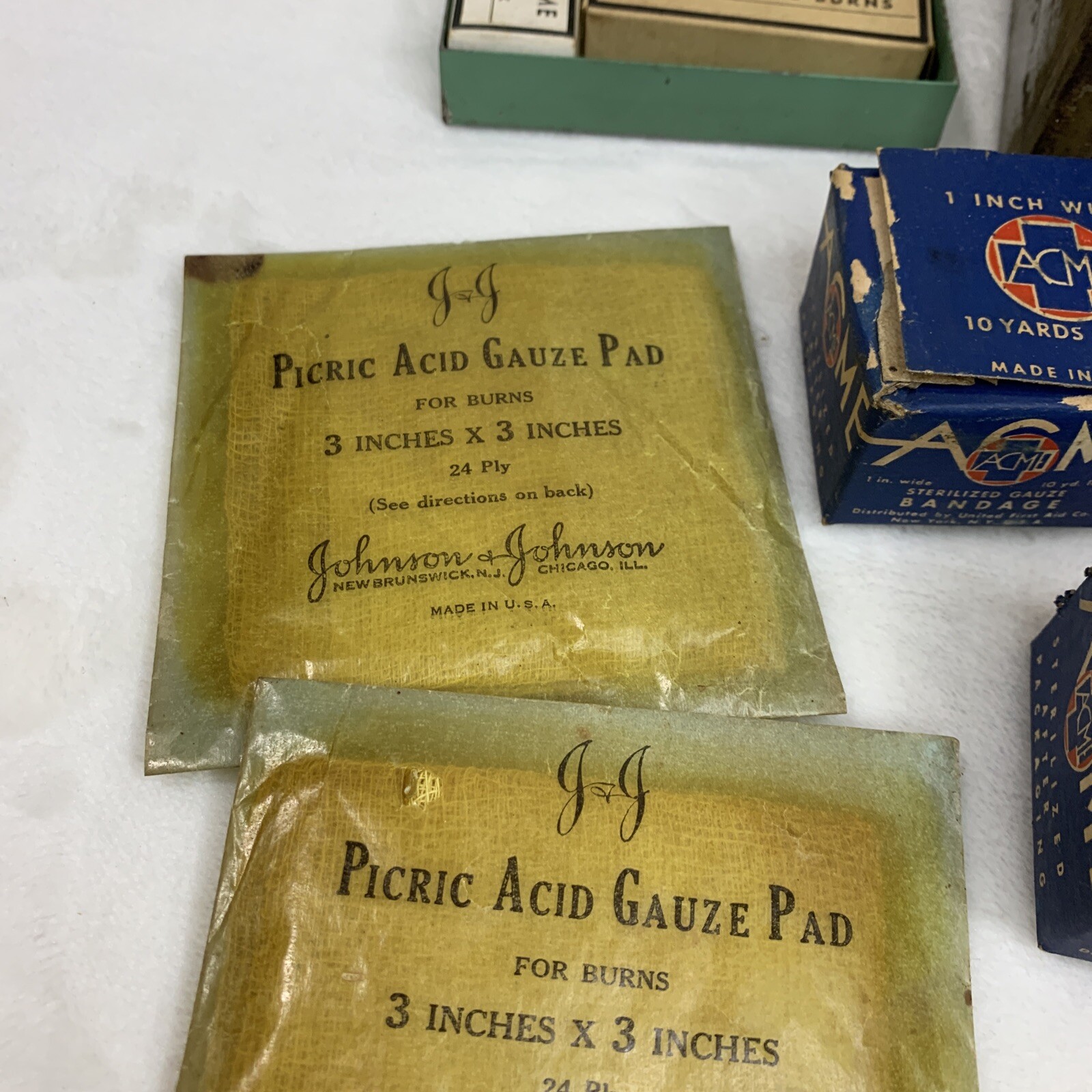 Vintage Medical First Aid Box Kit Green Metal Anahist Acme Johnson Mercurochrome