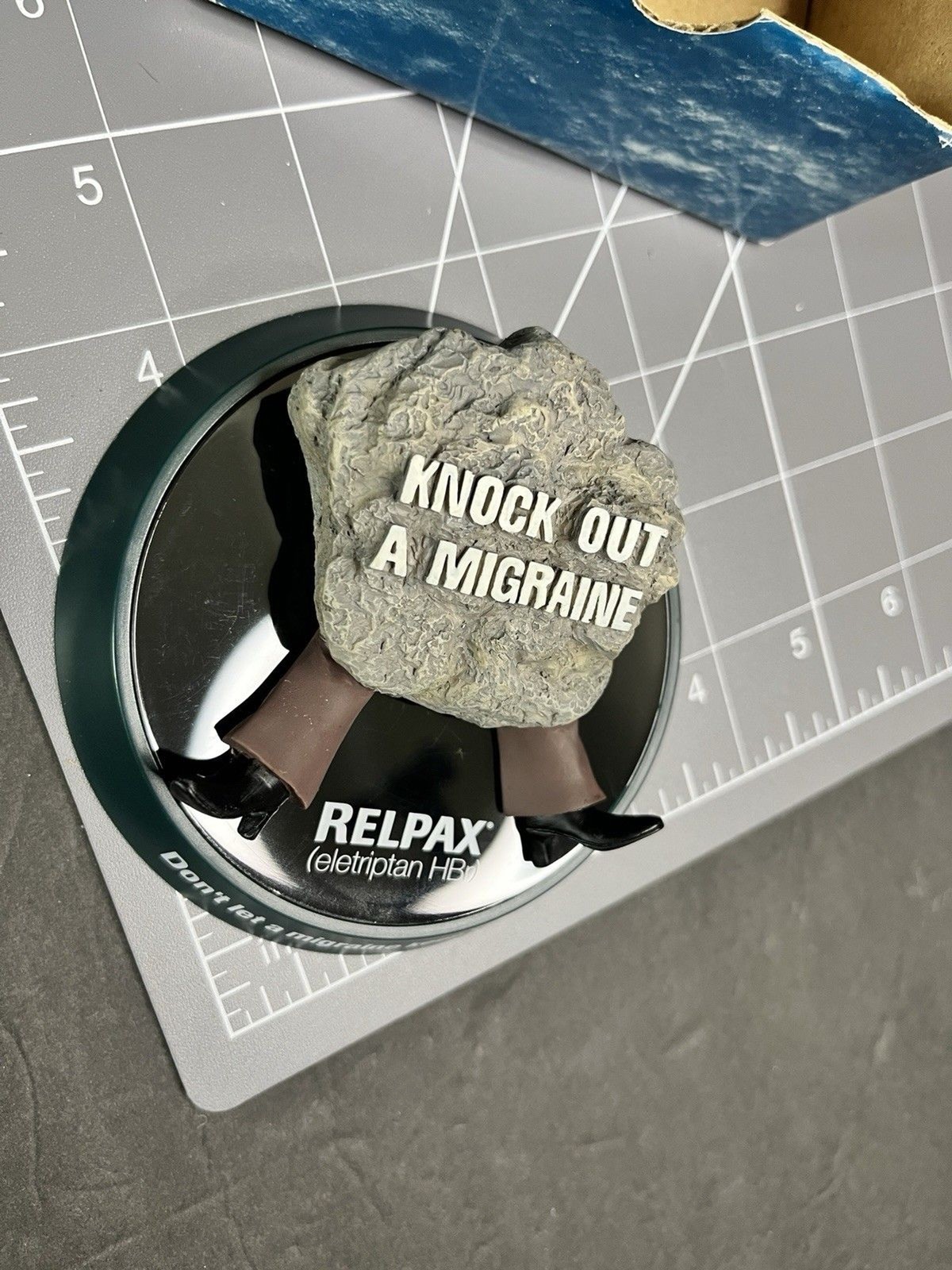 Pfizer RELPAX “Knock Out A Migraine” DRUG REP Paperweight Pharma HEADACHE Toy