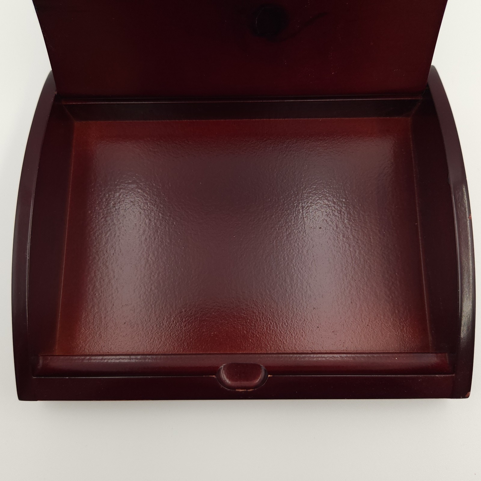 Vintage RX Caduceus Medical Symbol Cherry Wood Trinket Storage Box Holder Lid
