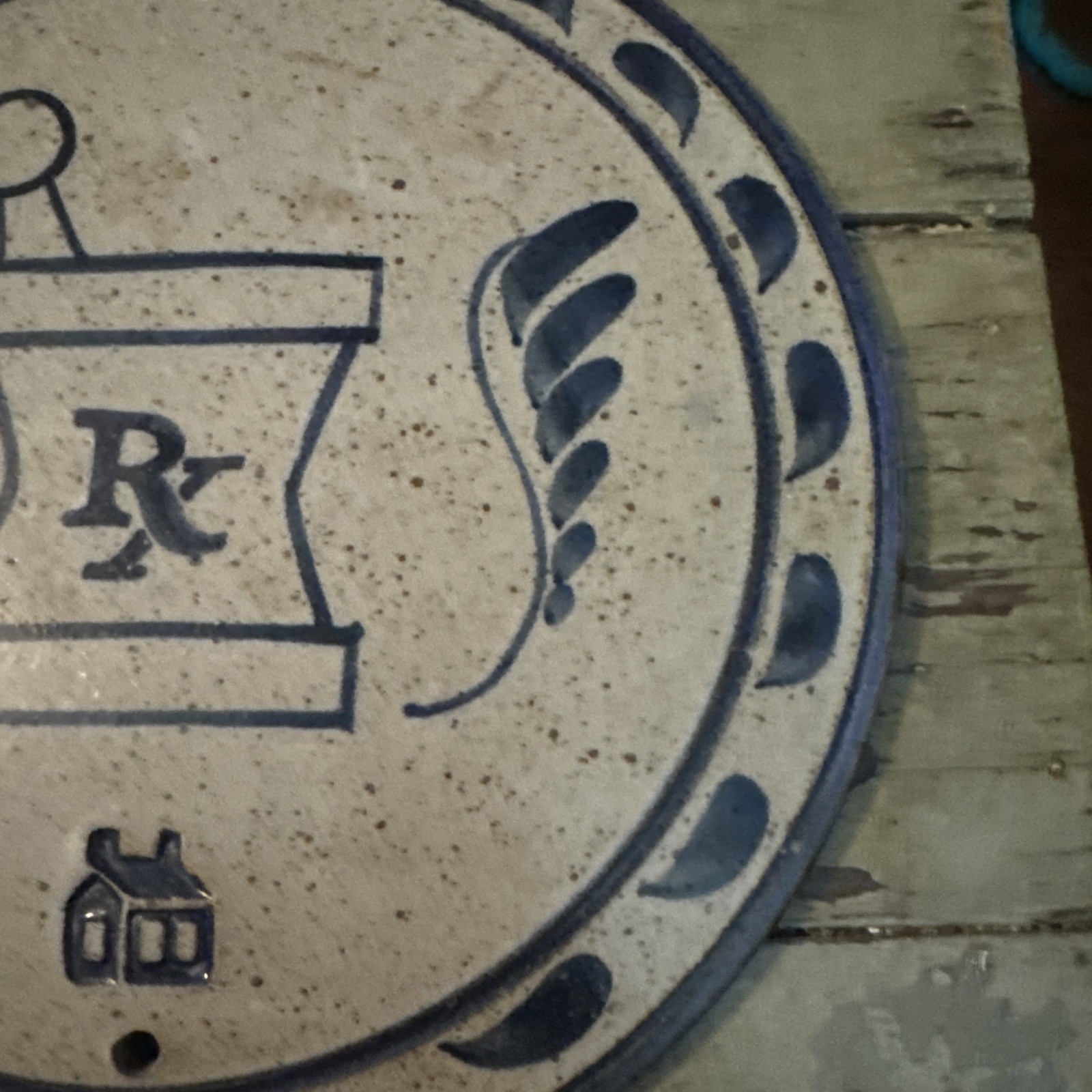Vintage pottery Welcome Plaque Pharmacist/ Apothecary