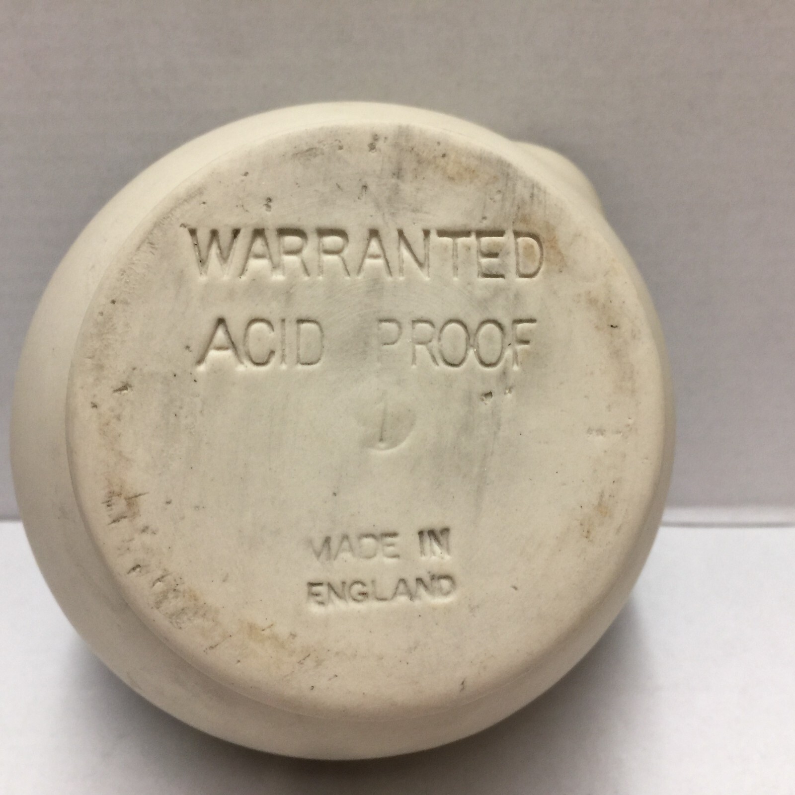 Warranted Acid Proof Made in England Vintage Apothecary Mortar