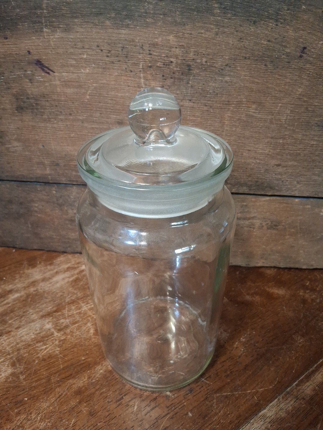 British Made S3 X237 Apothecary Jar Vintage 1980s Heavy Clear Glass 9.75 Inches