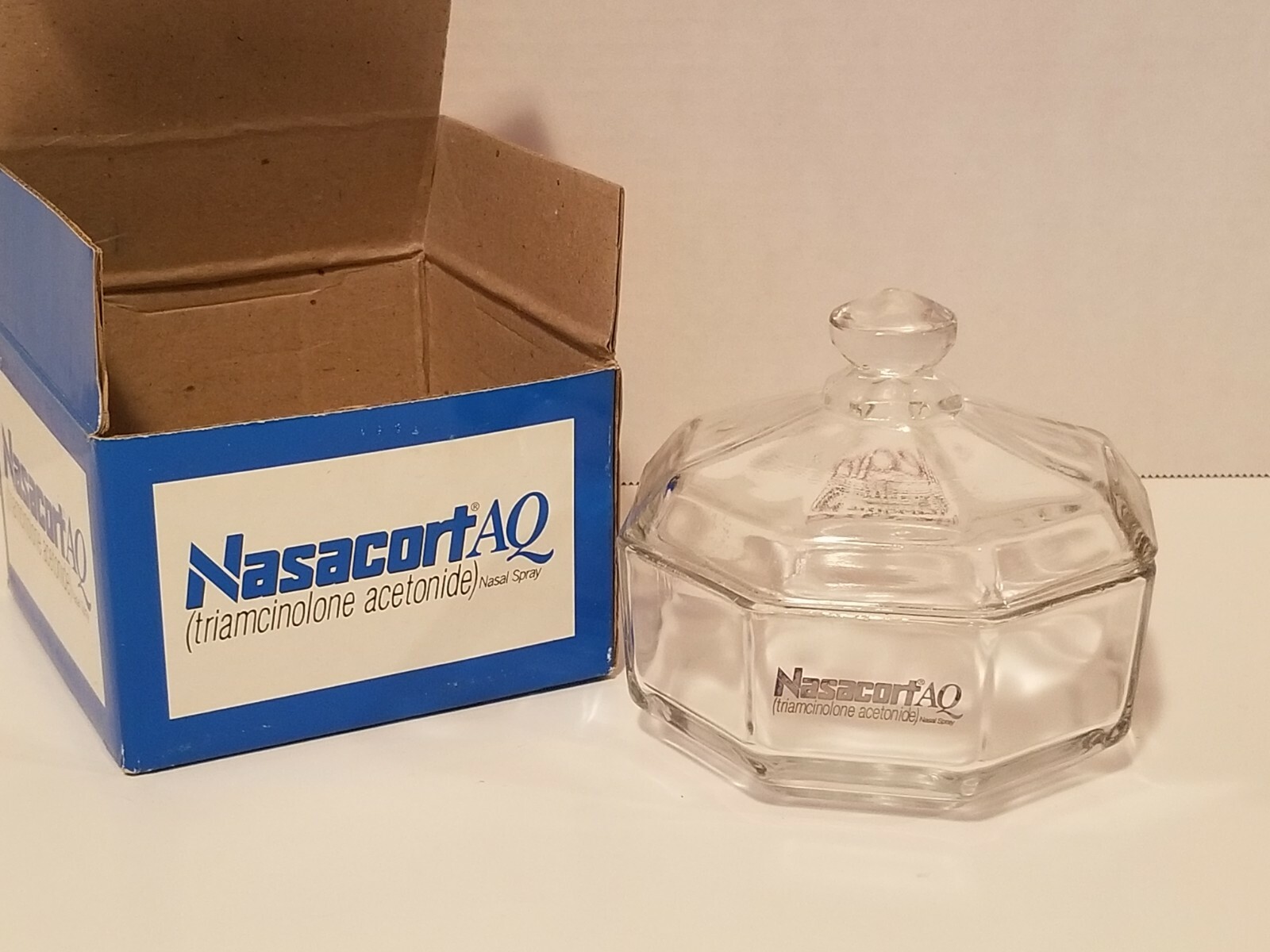 Nasacort AQ Nasal Spray Advertising Medical Collectible Covered Dish NIB Allegra