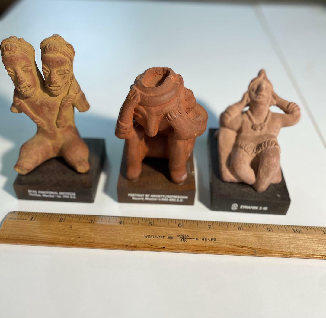 Schering Mayan Models/Statues Of Medical Conditions 5 Statue Lot With Boxes