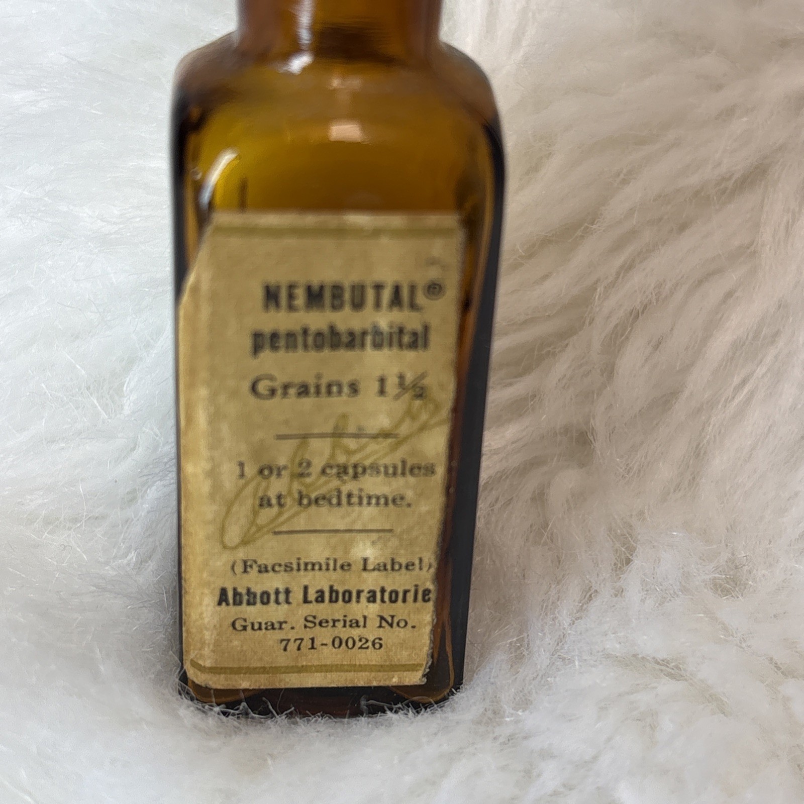 Vtg Abbott Nembutal pentobarbital empty bottle pharmacy medication No Stopper