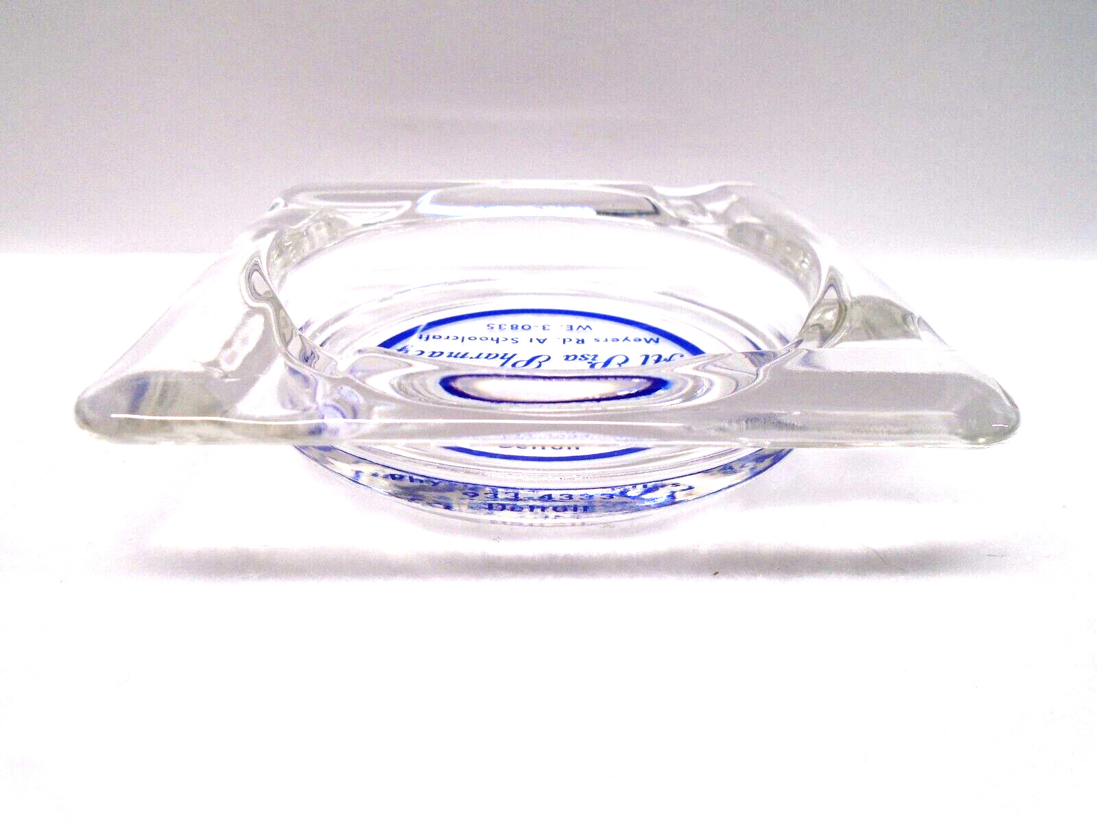 VTG ADVERTISING GLASS ASHTRAY! AL PISA, INC. PHARMACEUTICALS DETROIT, MI U.S.A.