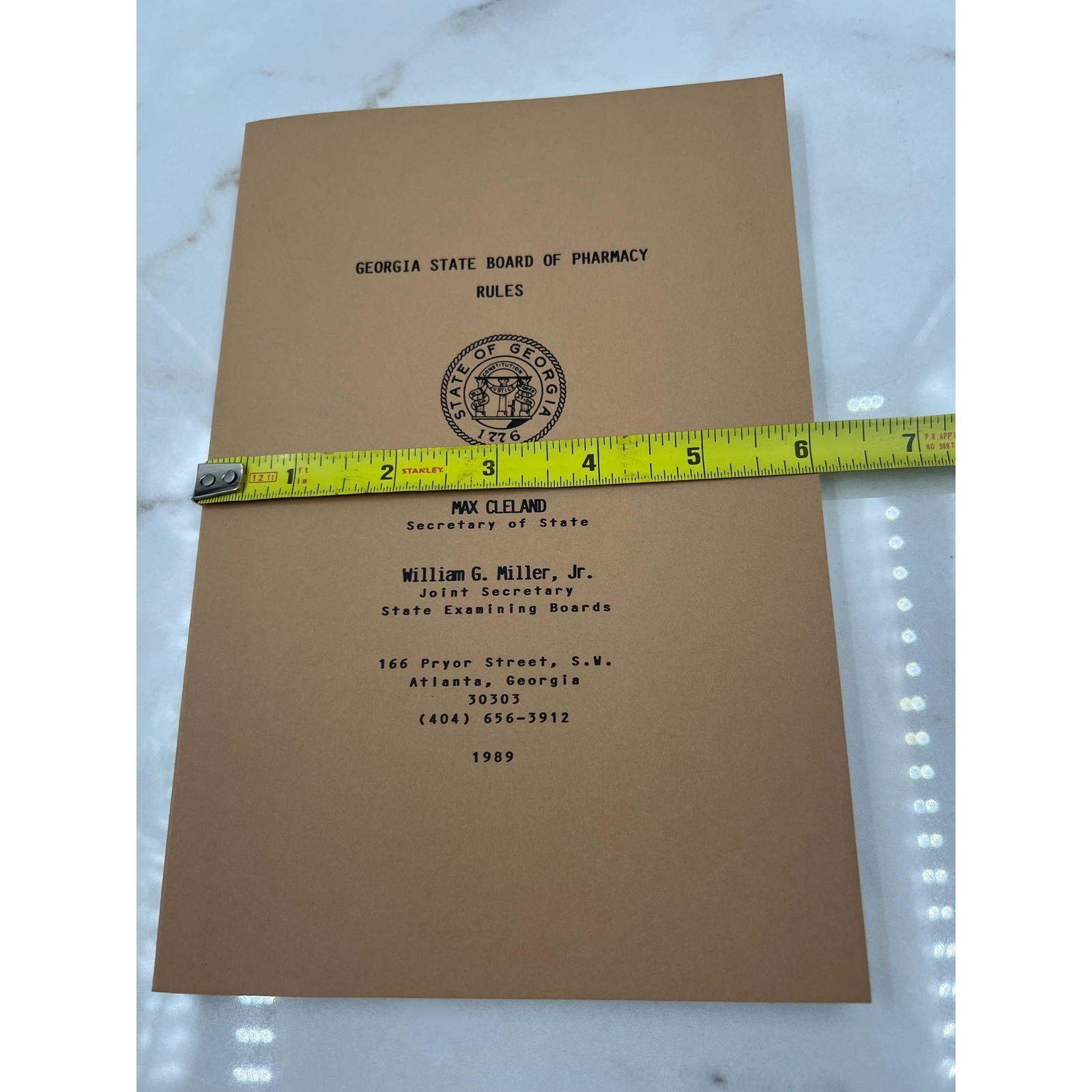 Georgia State Board of Pharmacy Rules 1989 Official Document Regulations