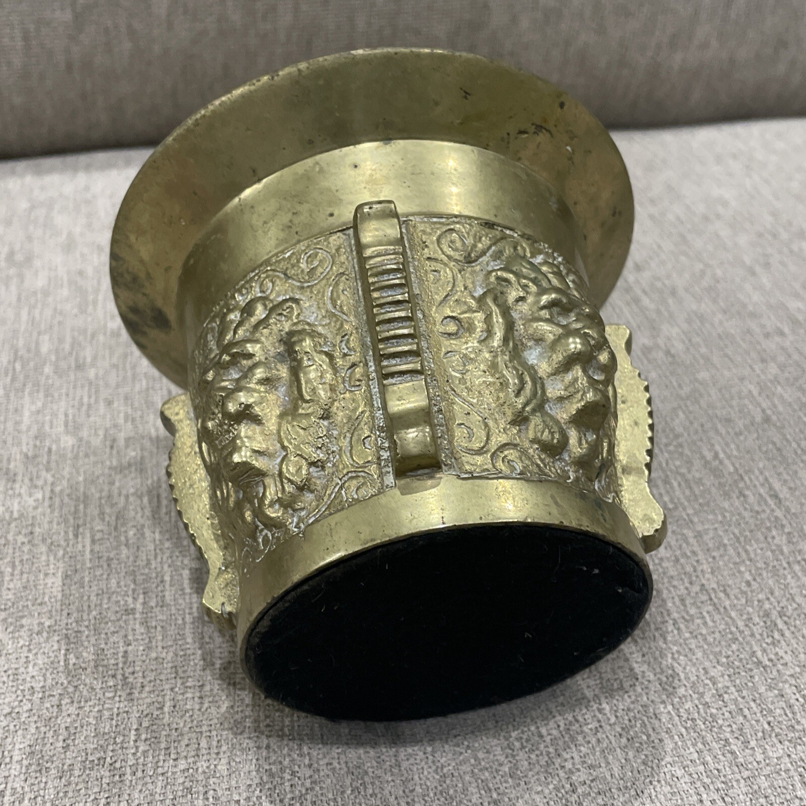 Vintage Brass Mortar Heavy Pharmaceutical Apothecary Ornate Lions Head
