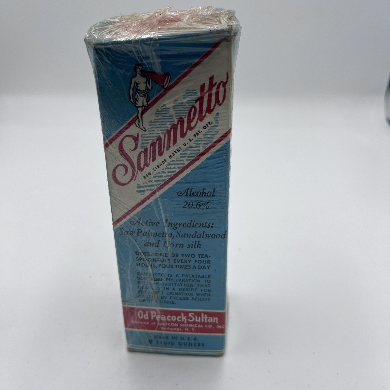 Sealed Antique Pharmacy OD Peacock Sultan SANMETTO Quack Medicine Bottle Box