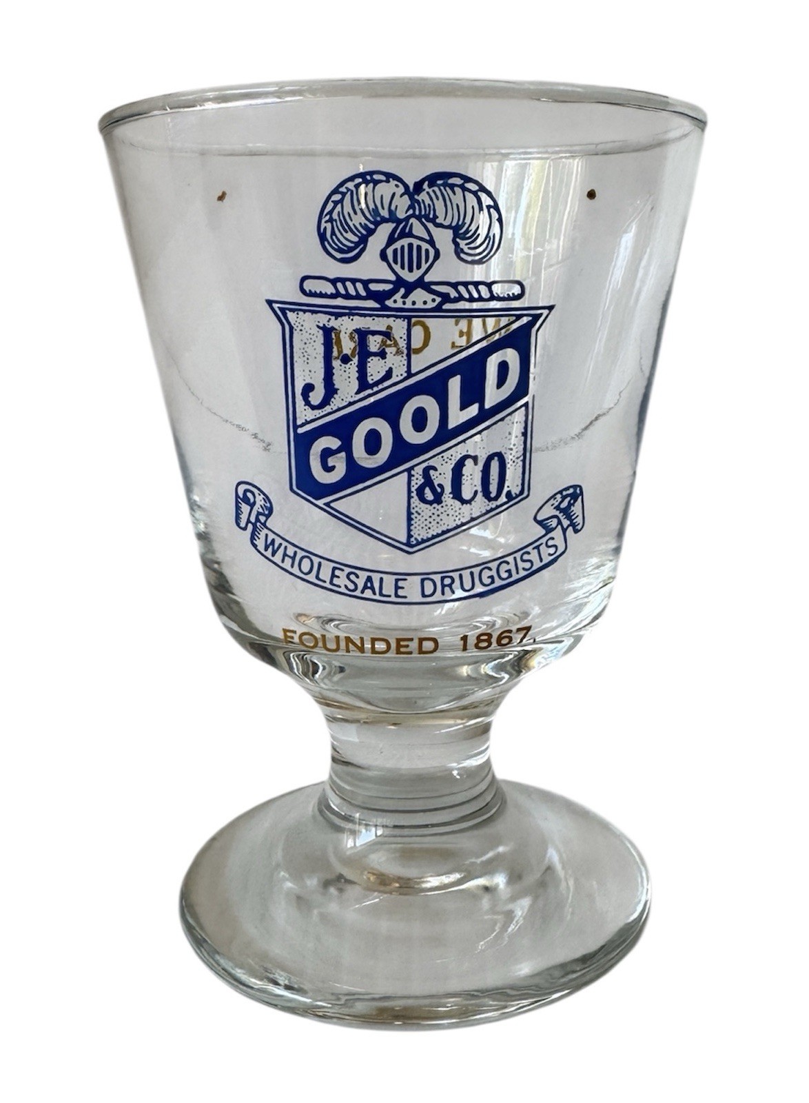 Portland, Maine ME VTG J E Goold Druggist Sundae Footed Glass Dish Commemorative