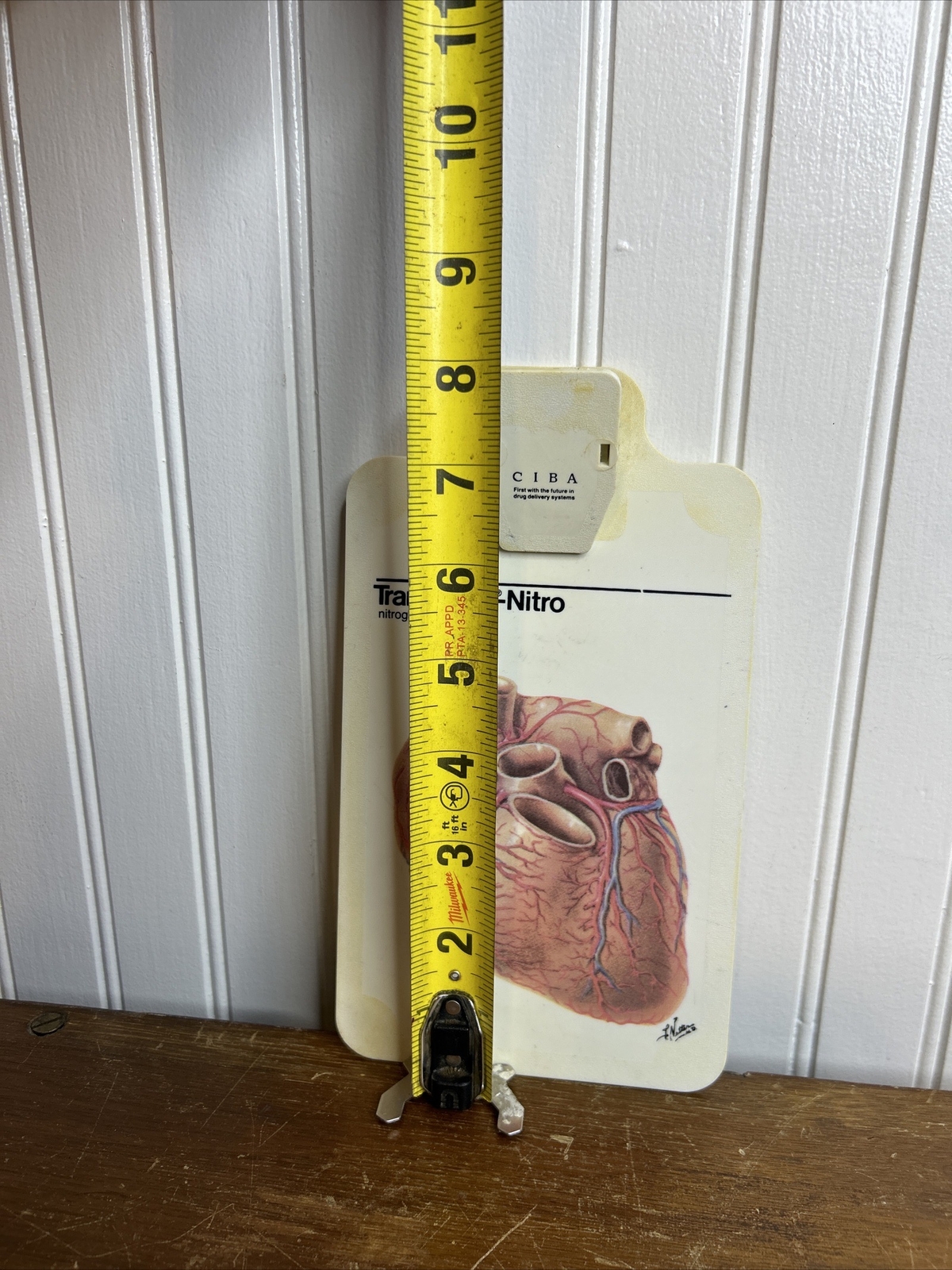 Vintage Human Heart Clip Board Transderm Nitro Advertising Medical J. Netter