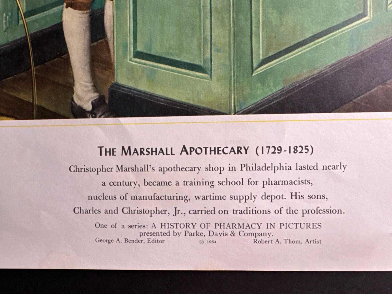 A HISTORY OF PHARMACY IN PICTURES 1954 PRINT#19 Gift For Doctor 22″×18″