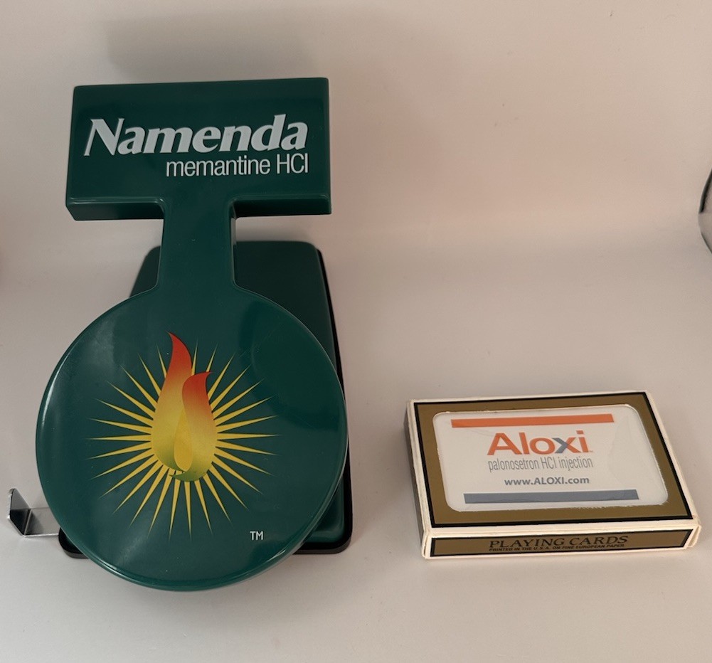Pharmaceutical Advertising Lot Namenda Hole Punch & Aloxi Playing Cards