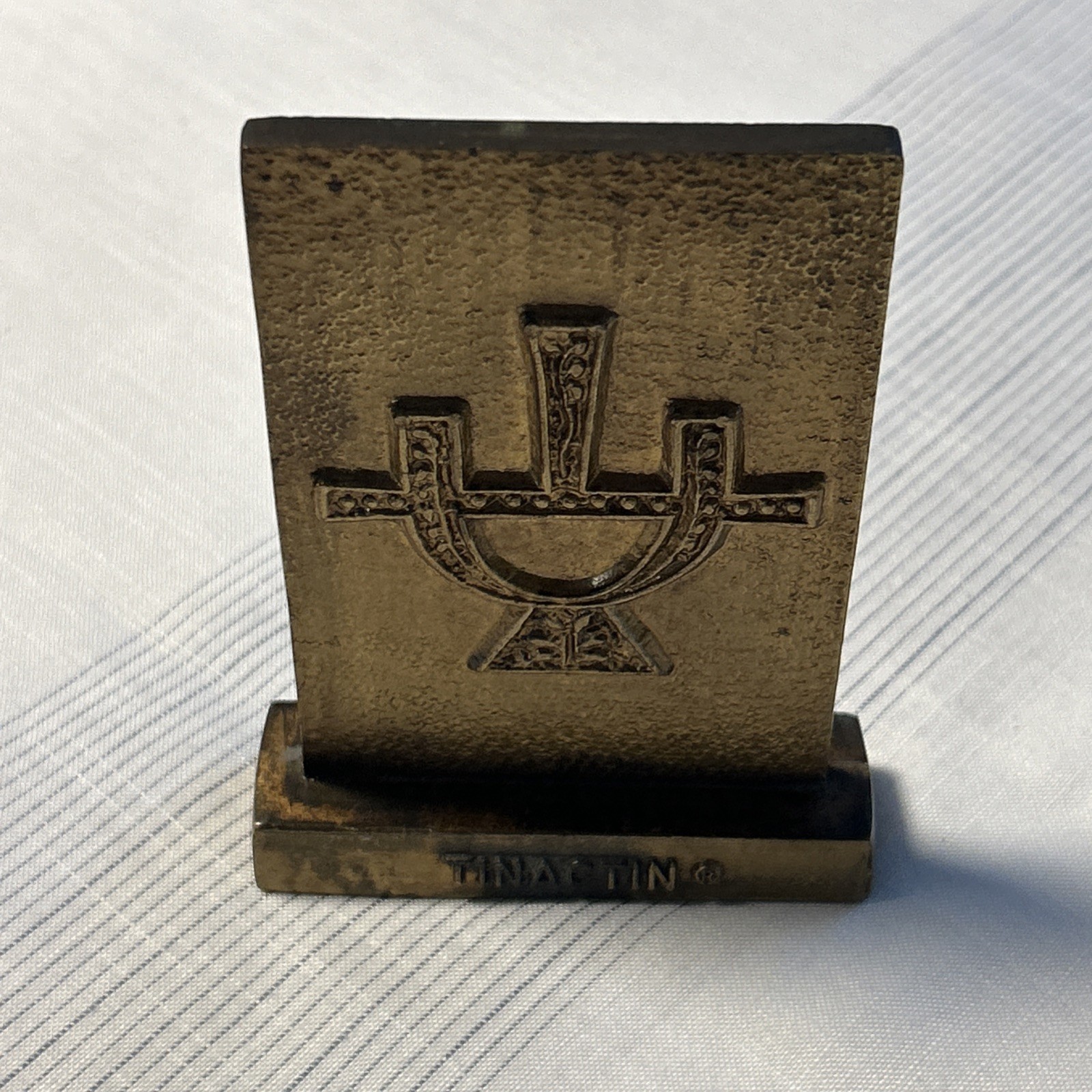 Vintage Brass Tinactin Secundum Artem Vinegar 1978 Desk paperweight Bookend