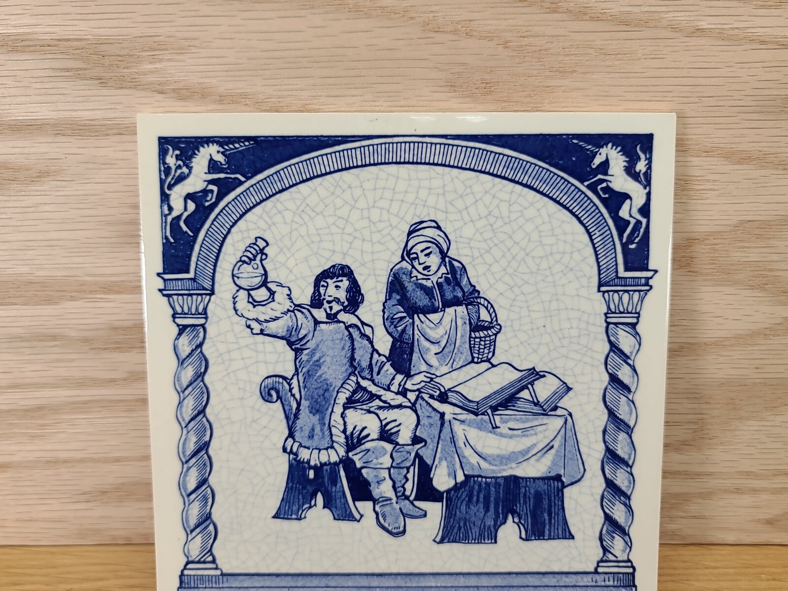 Delft Holland Handmade Urine Test Tile July 1987 B-970 Burroughs Wellcome Co.