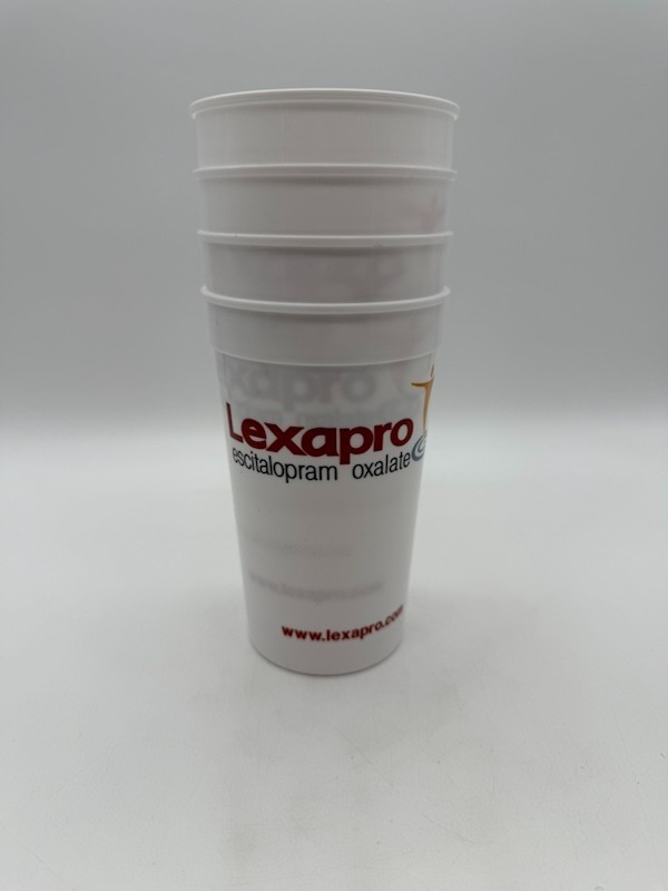 Lexapro Pharmaceutical RX Rep Promotional Plastic Drinking Cups Set of 4