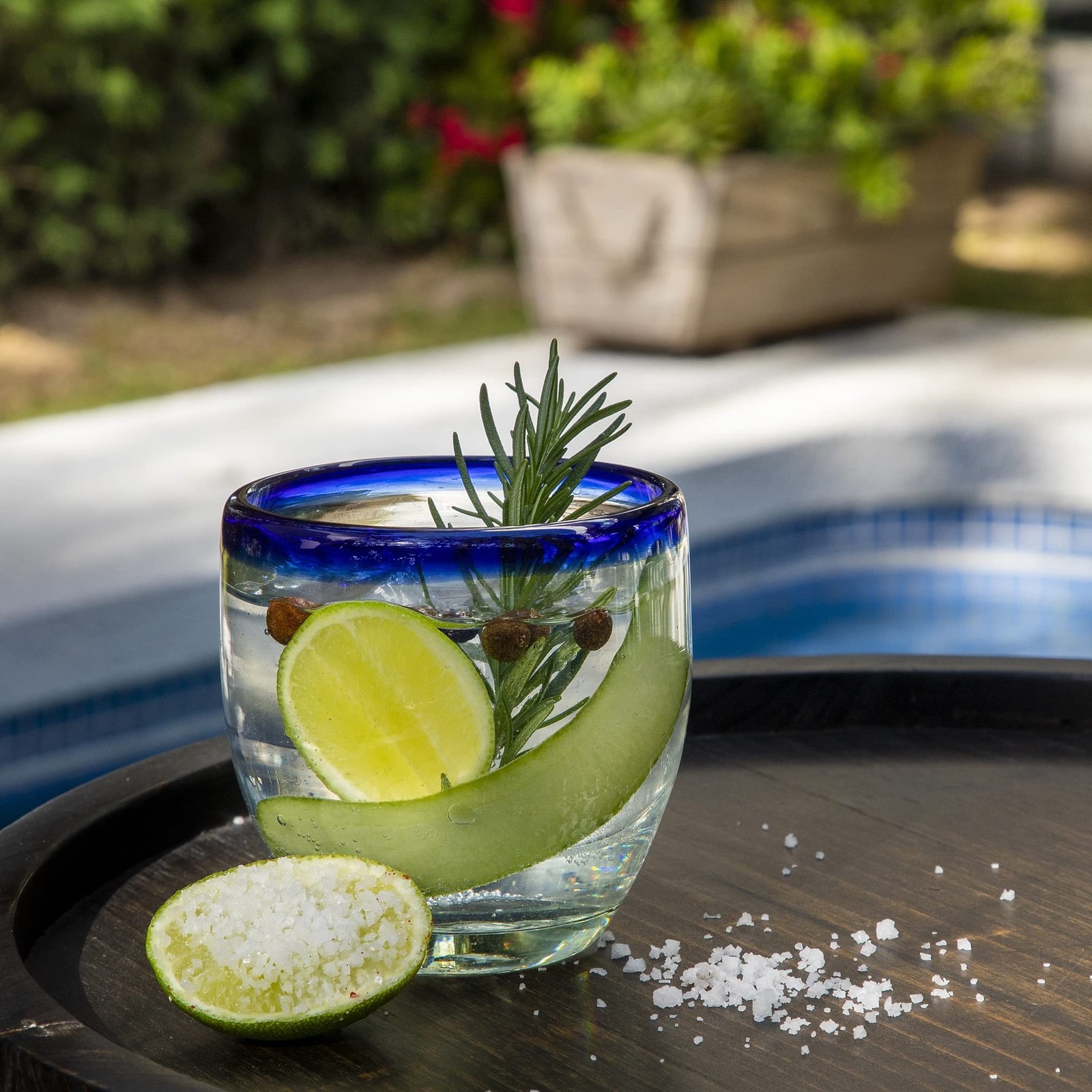 9 oz Hand Blown Mexican Drinking Glasses – Set of 6, 9 fl oz each, Cobalt-Blu…