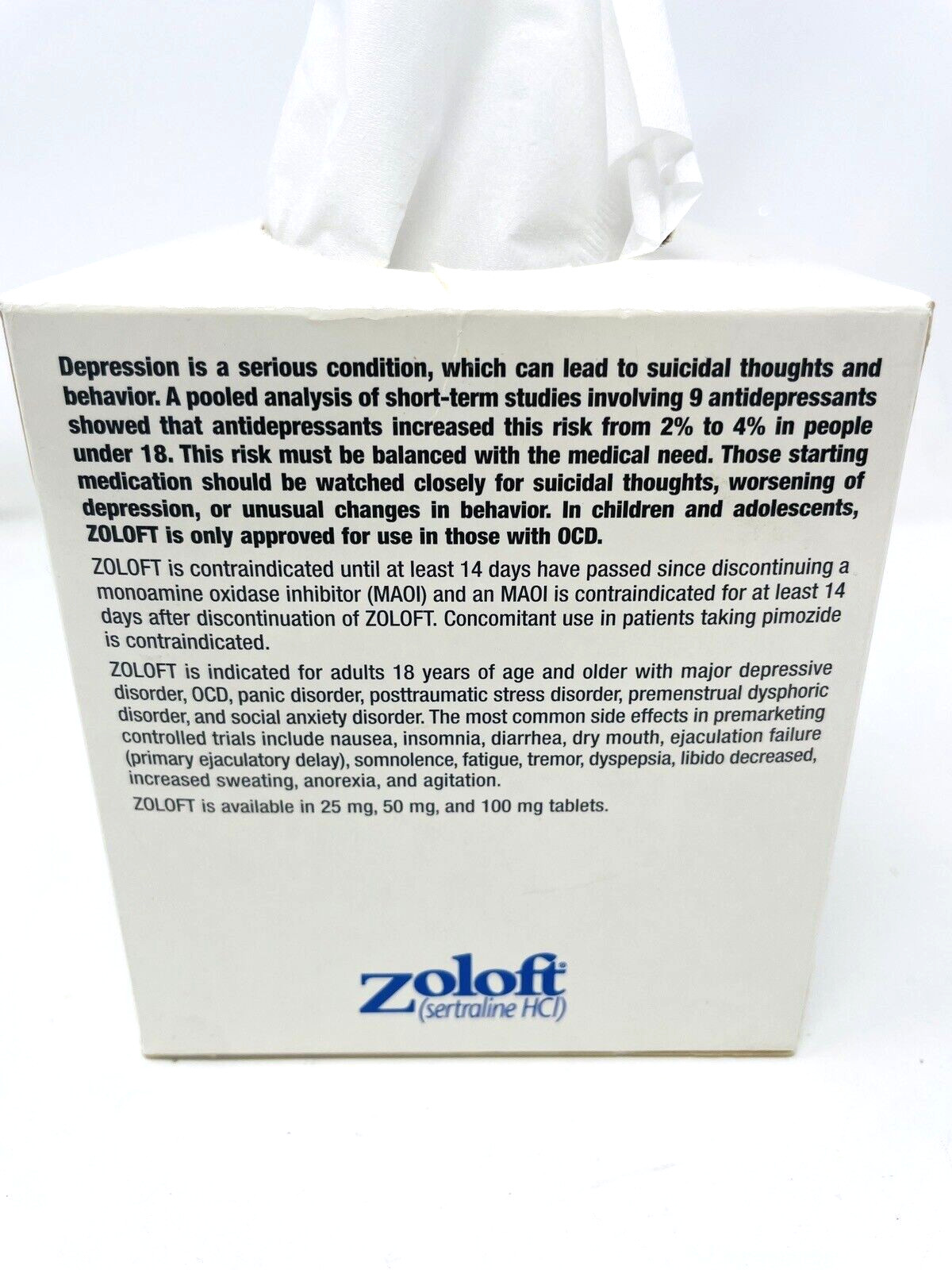 Rare Zoloft Tissue Box Pharmaceutical Drug Rep Promotional (Yours Will Be NEW)