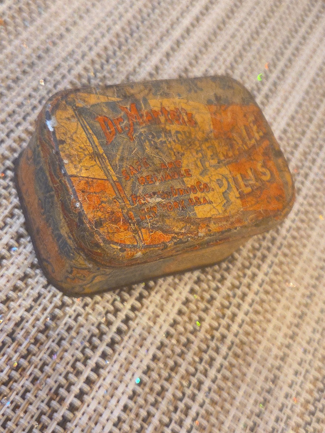 Antique 1910s Dr. Martel’s French Female Pills Box Tin Empty New York Uncommon