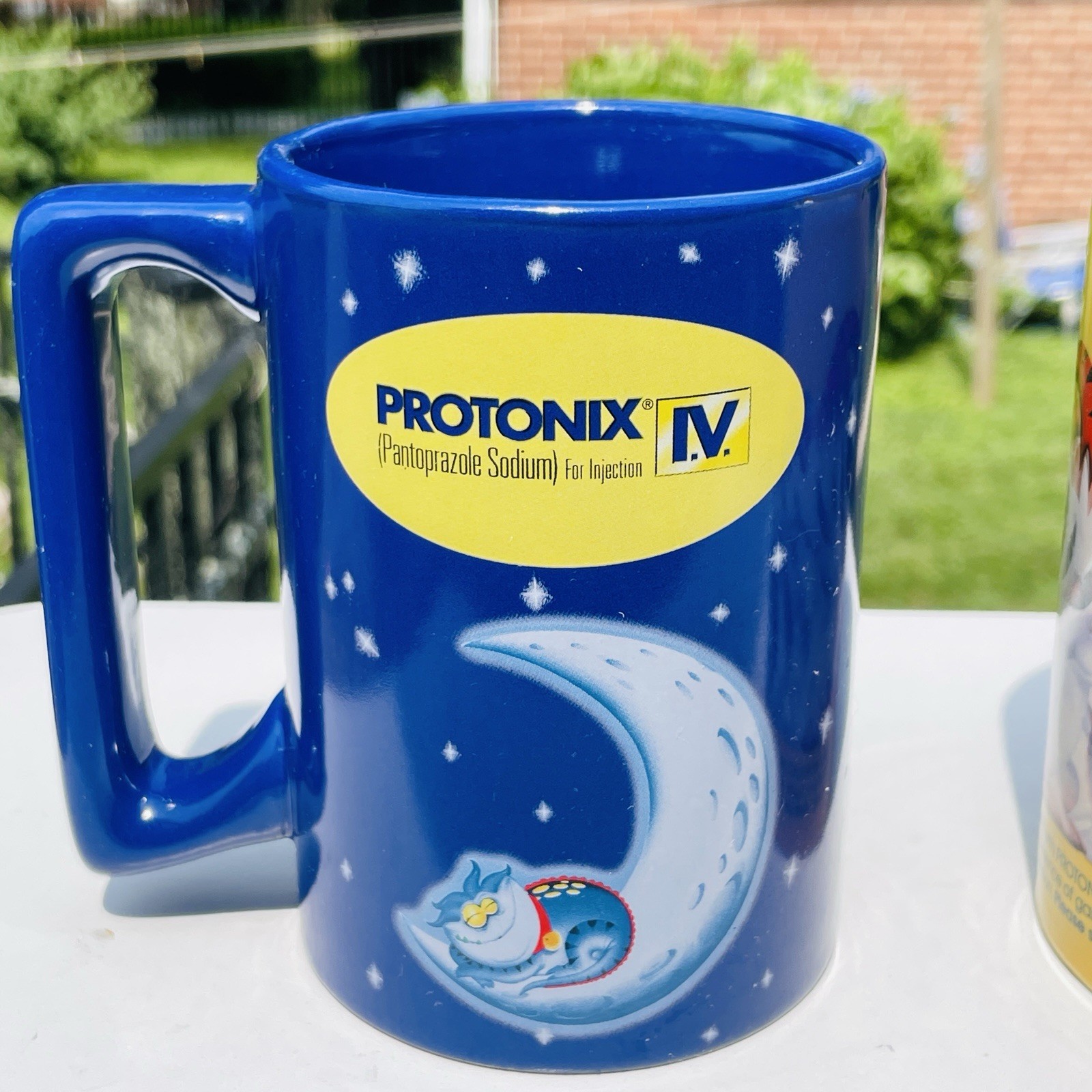 Lot Of 2 Protonix Coffee Mugs Heartburn Monster Pharmaceutical Advertisement