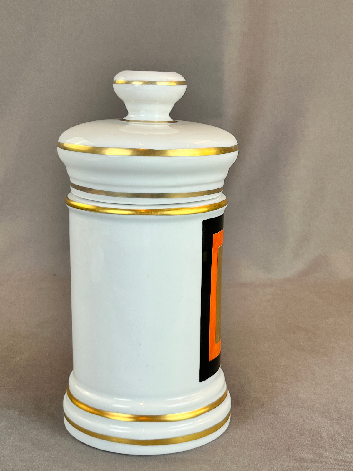 Vintage French Porcelain 7 ½” ONG CITRIN Apothecary Jar by D.T.