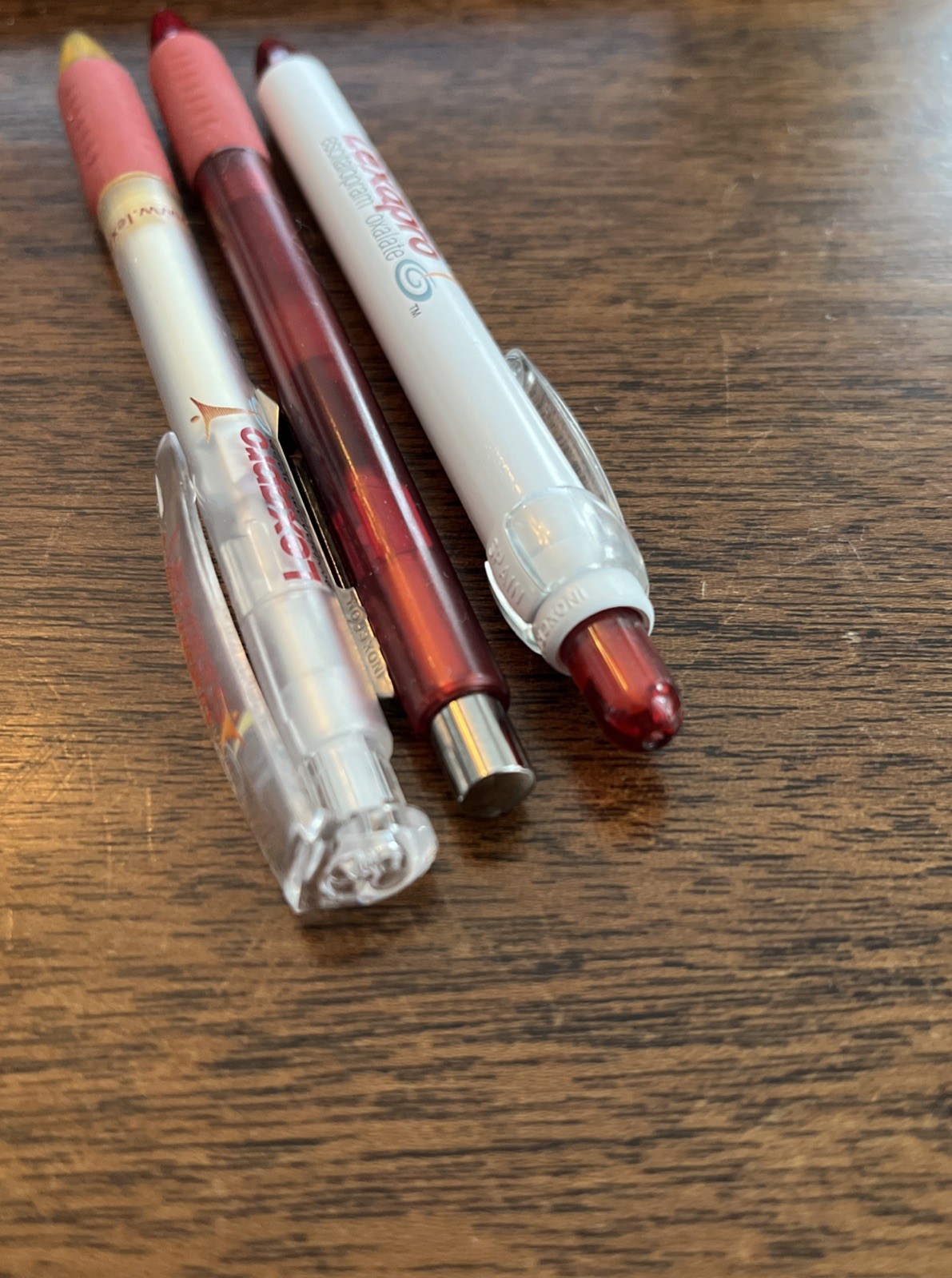 Lot of 3 Lexapro Medical Drug Rep Pharmaceutical Pens Red Grip White Gold Forest