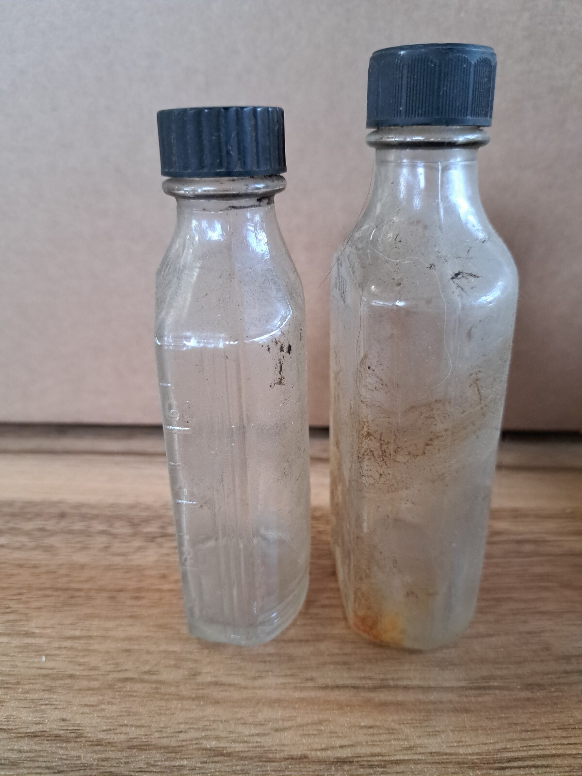 vintage apothecary pharmacy bottles clear glass. 4oz and 3oz prescription bottle