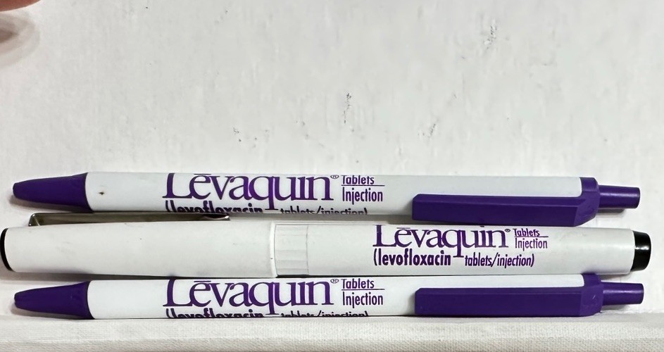 LOT OF 3 LEVAQUIN Drug Rep Advertising Pen Pharmaceuticals Collectable Pharma Rx