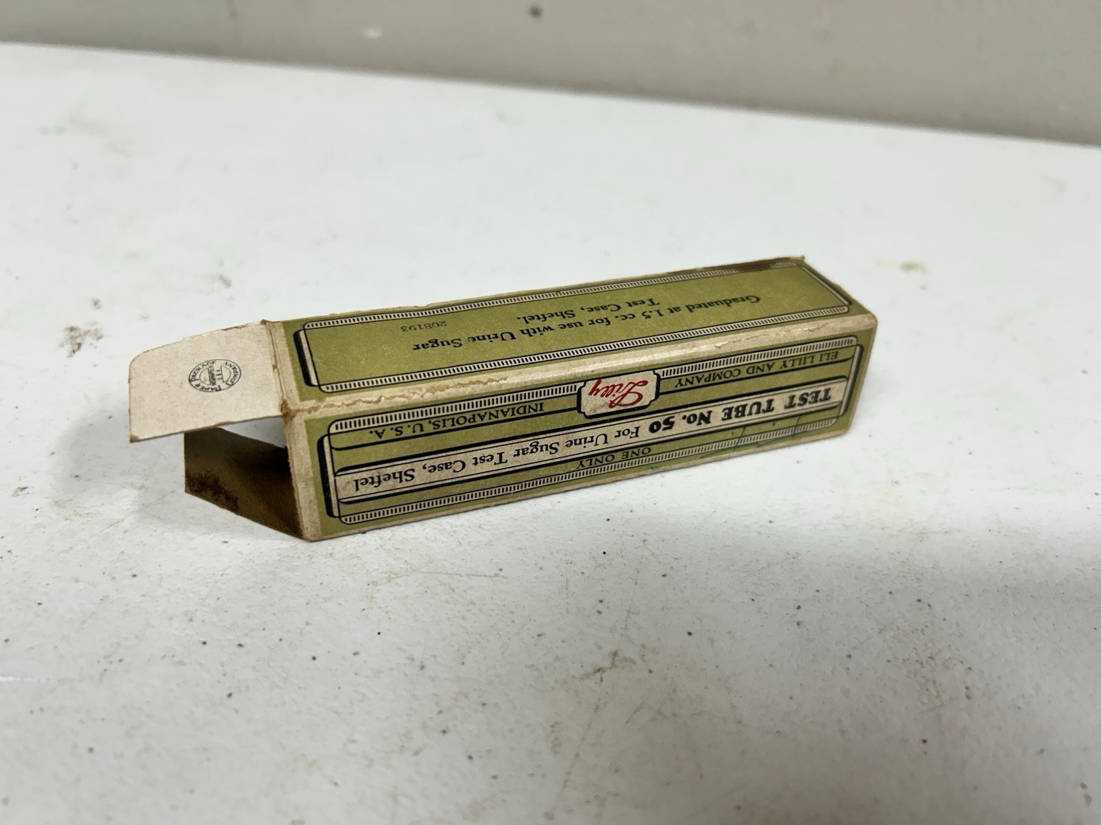Vintage Eli Lilly Test Tube For Urine Sugar Test Box Bottle Rare Pharmaceutical