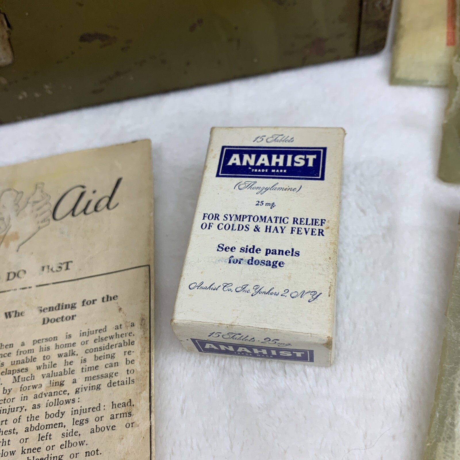 Vintage Medical First Aid Box Kit Green Metal Anahist Acme Johnson Mercurochrome